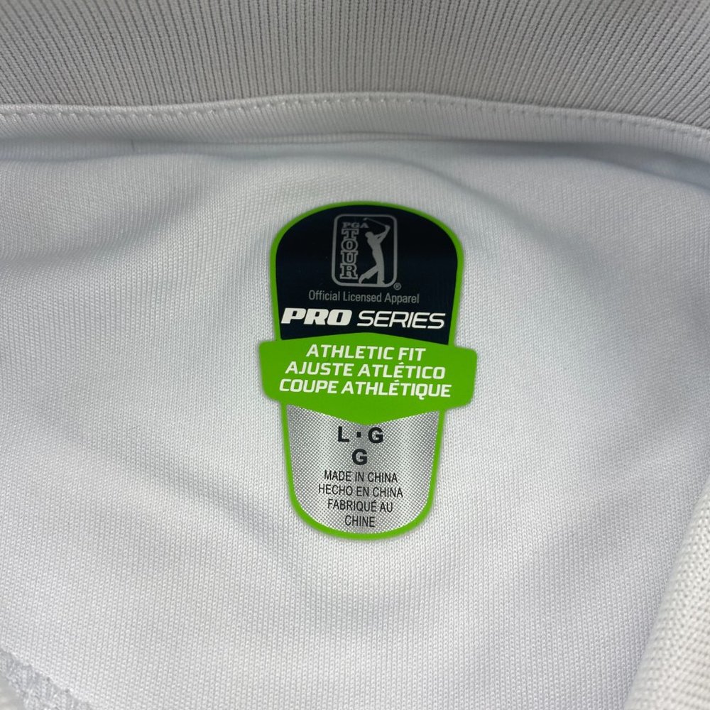 PGA Tour Pro Series Golf Shirt Adult Men Large L White Striped Polo Sport Golfer - Picture 2 of 11